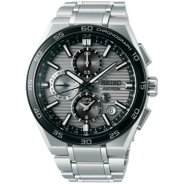 Seiko Astron Silvery Grey GPS Solar Dual-Time Chronograph Watch