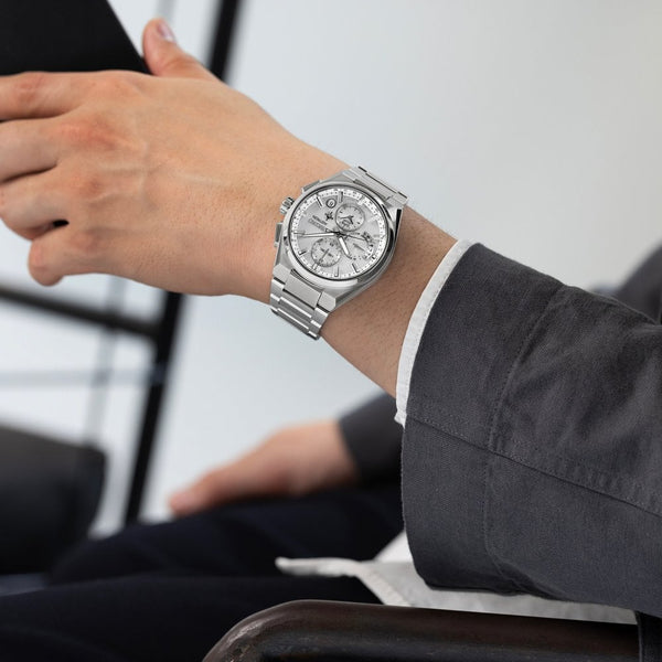 Seiko Astron Silvery White Dual-Time GPS Solar Chronograph Watch