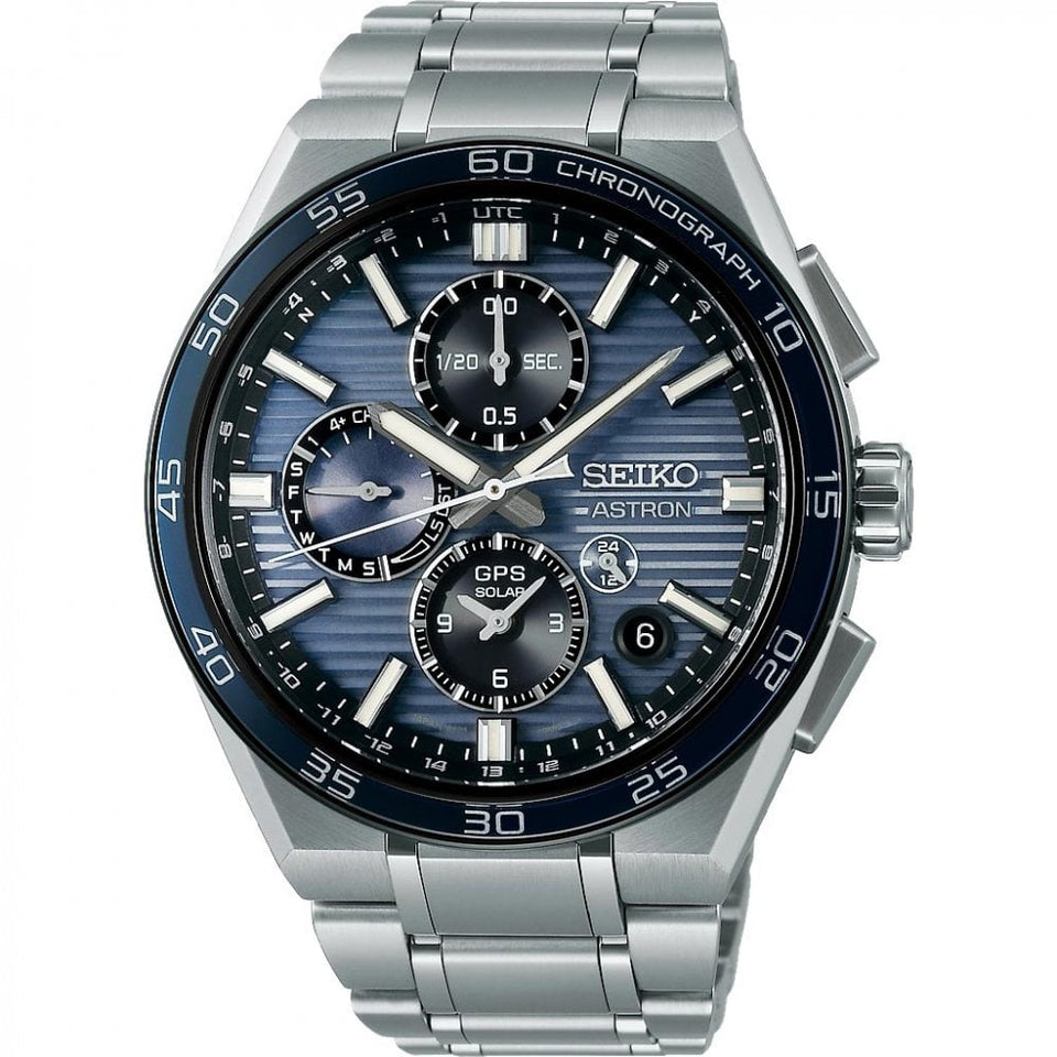 Seiko Astron Slate Blue Dual-Time Chronograph GPS Solar Watch