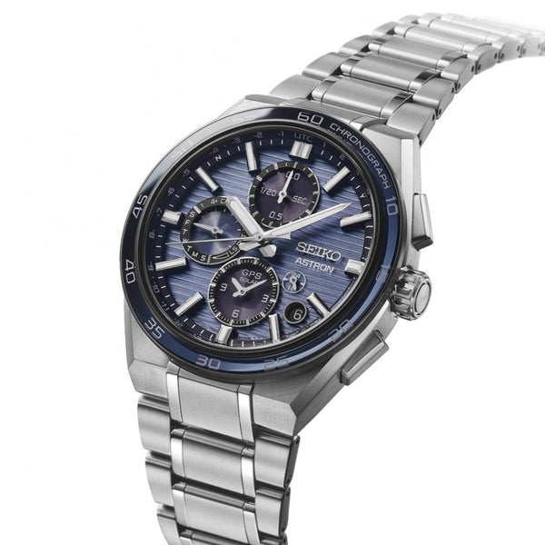 Seiko Astron Slate Blue Dual-Time Chronograph GPS Solar Watch