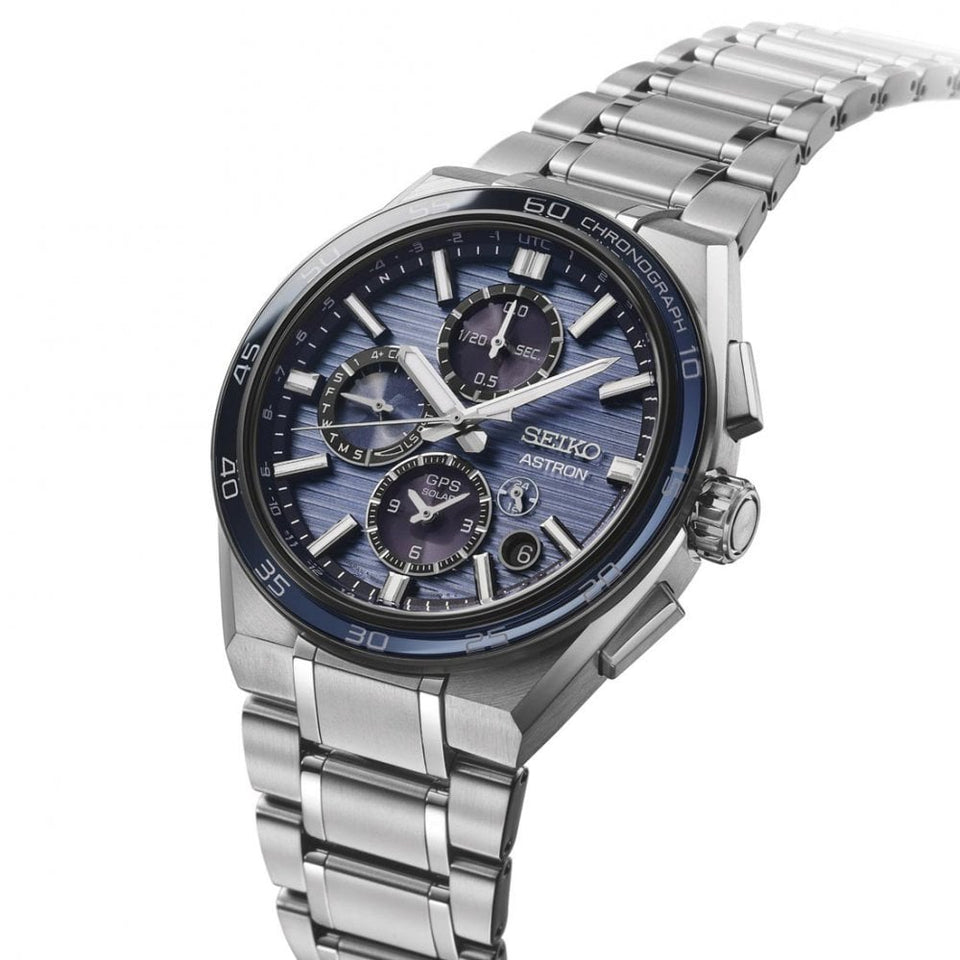 Seiko Astron Slate Blue Dual-Time Chronograph GPS Solar Watch