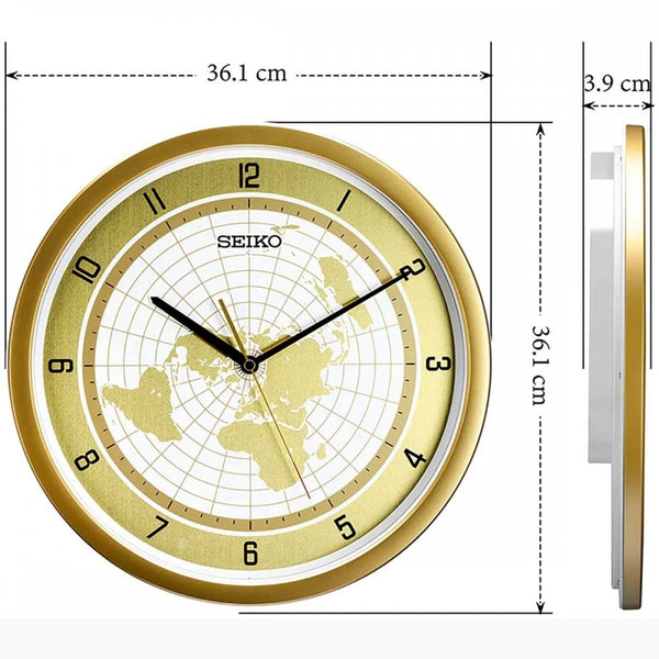 Seiko Hazelnut World Map Dial Wall Clock