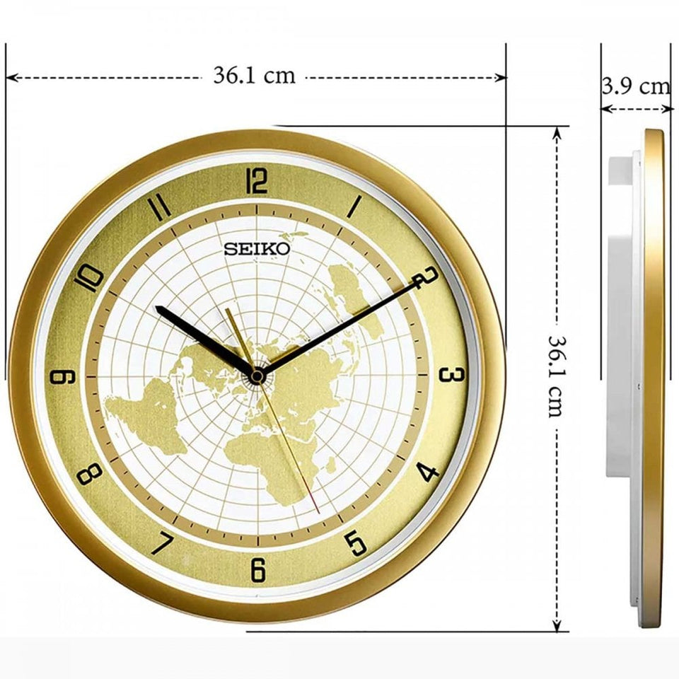 Seiko Hazelnut World Map Dial Wall Clock