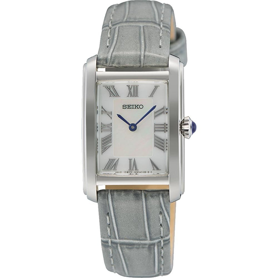 Seiko Ladies Caprice Classic Mother Of Pearl Grey Leather Strap