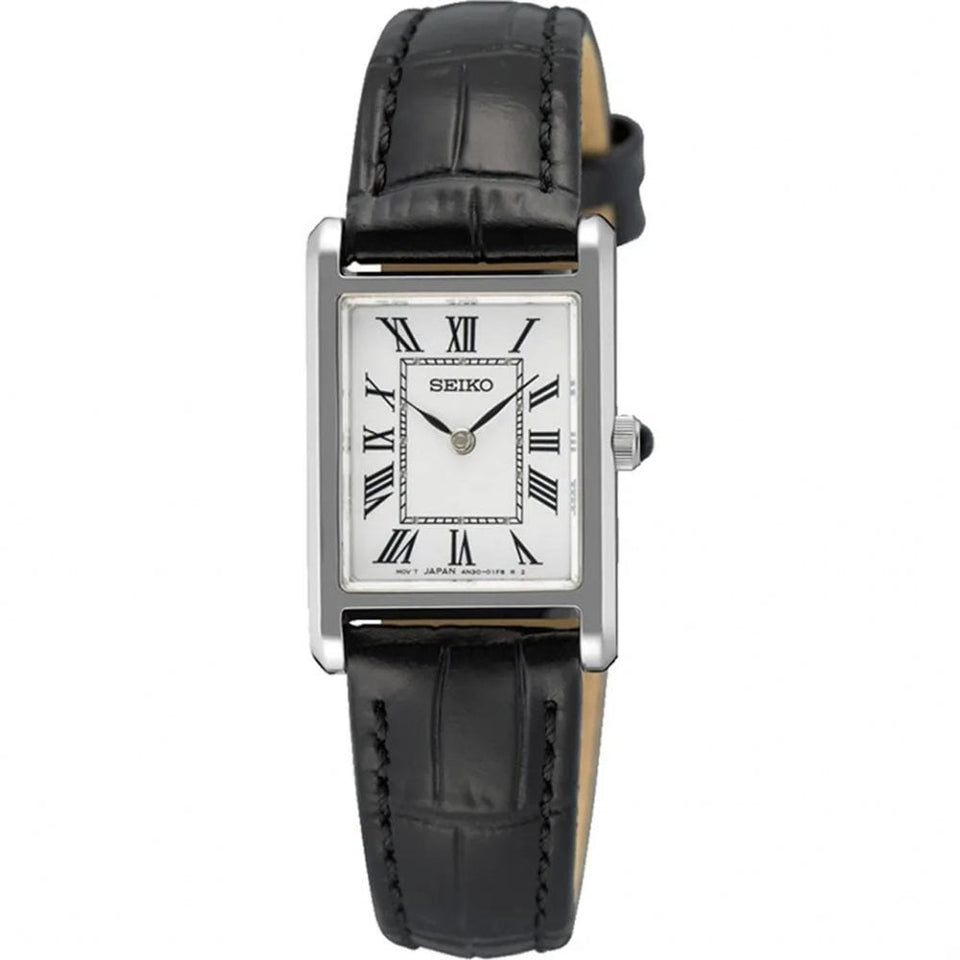 Seiko Ladies Classic Dress White Dial Leather Strap Watch
