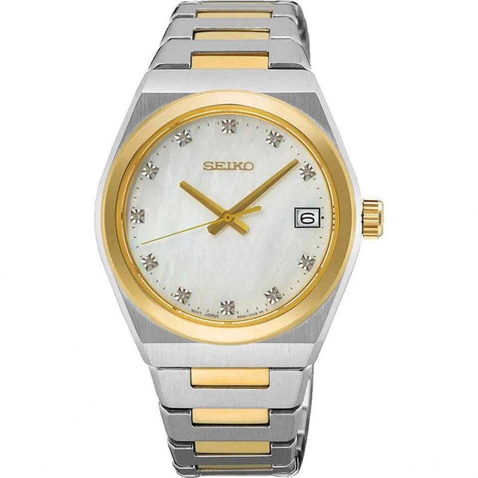 Seiko Ladies Essential Stone Set White Mother Of Pearl Watch