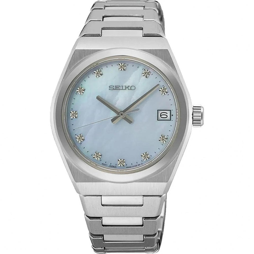 Seiko Ladies Essential Time Light Blue Mother Of Pearl Watch
