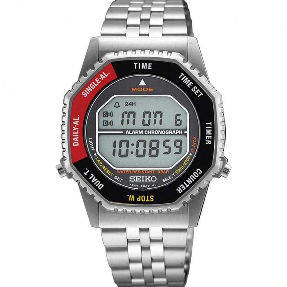 Seiko Men's Black & Red 1980's A829 Rotocall Reissue Watch