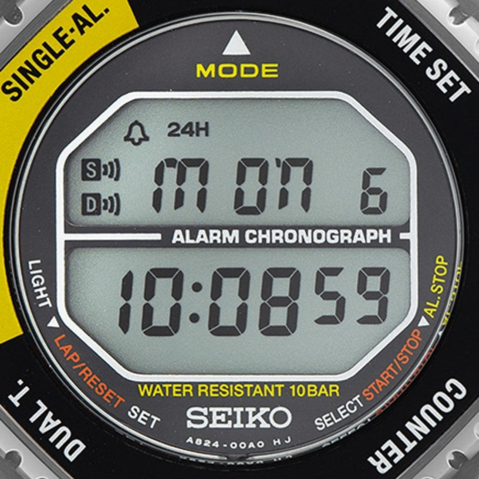 Seiko Men's Black & Yellow 1980's A829 Rotocall Reissue Watch