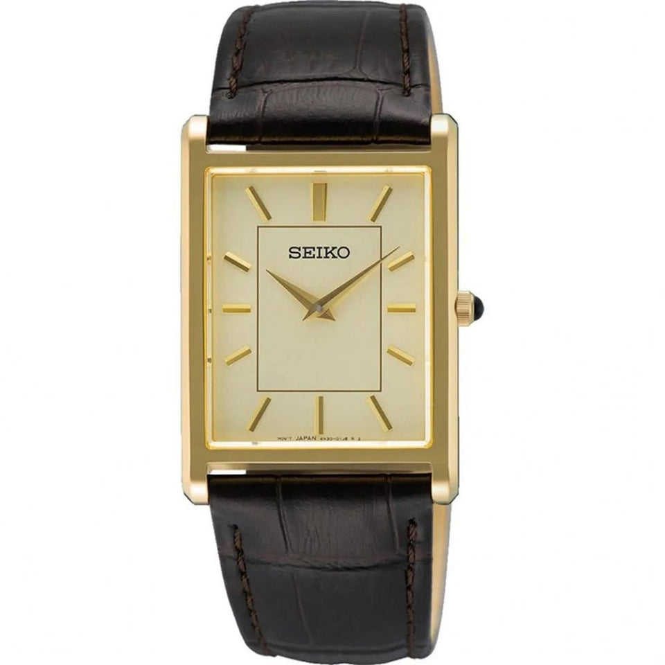 Seiko Men's Classic Dream Champagne Dial Leather Strap Watch