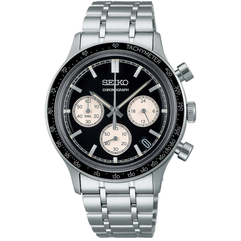 Seiko Men's Racing Sports Black 38mm Chronograph Watch