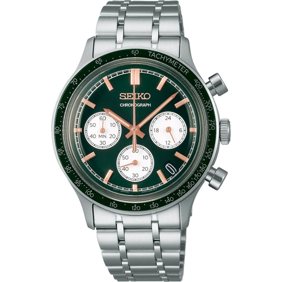 Seiko Men's Racing Sports Green 38mm Chronograph Watch