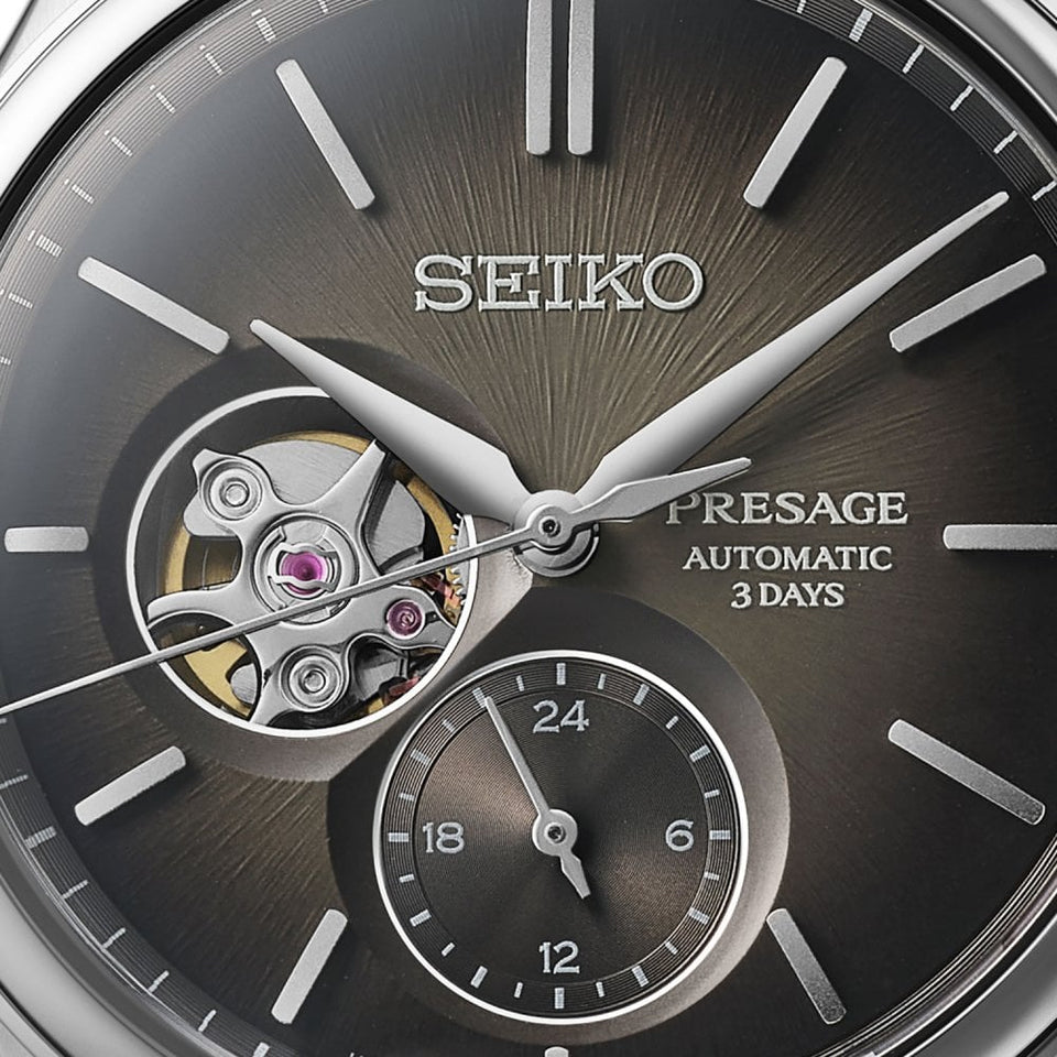 Seiko Presage Men's Classic Series 40mm ‘Sumi-iro’ Open Heart Watch