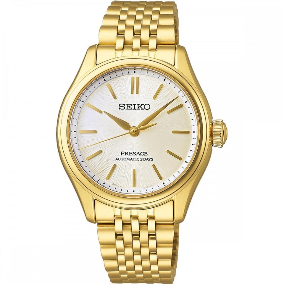 Seiko Presage Men's Classic 'Shiro-iro' Gold Plated Automatic Watch