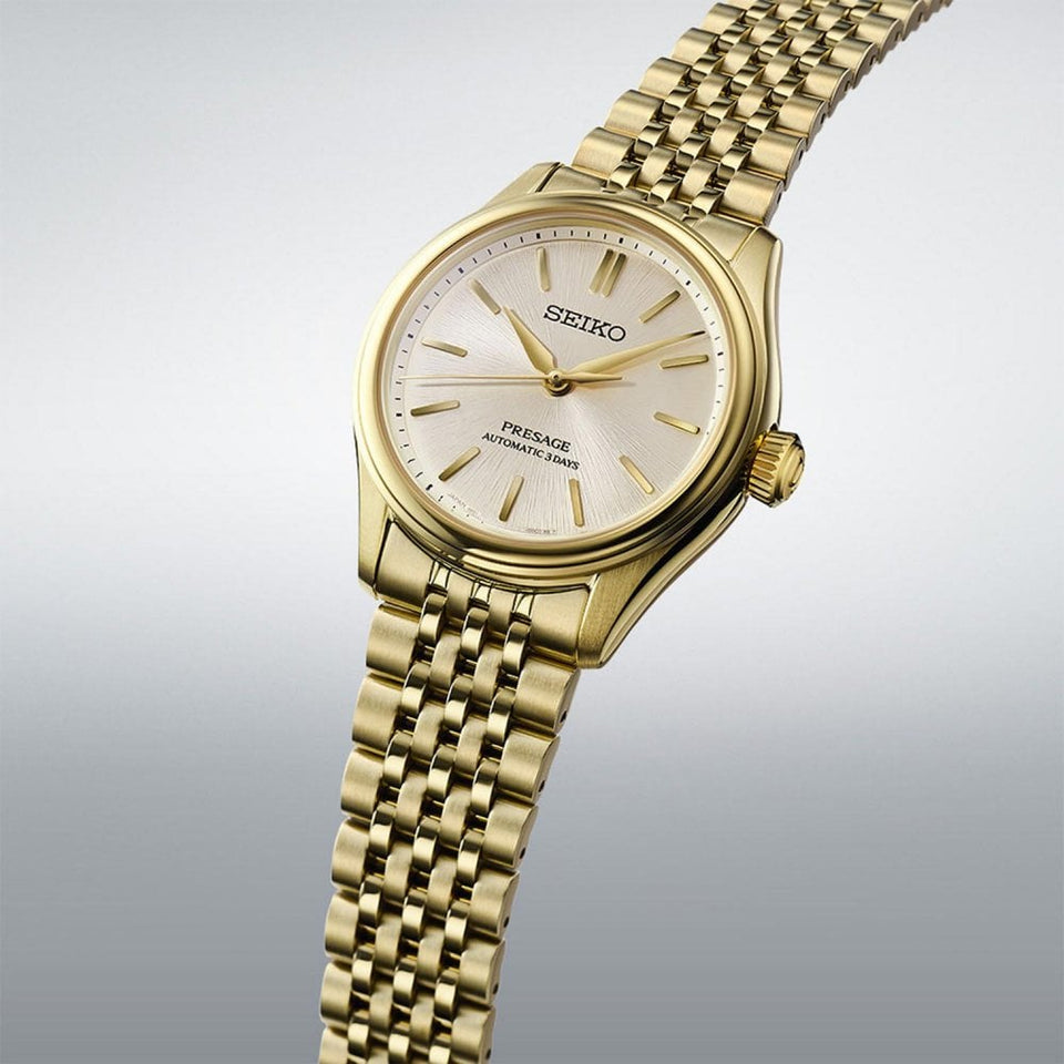 Seiko Presage Men's Classic 'Shiro-iro' Gold Plated Automatic Watch