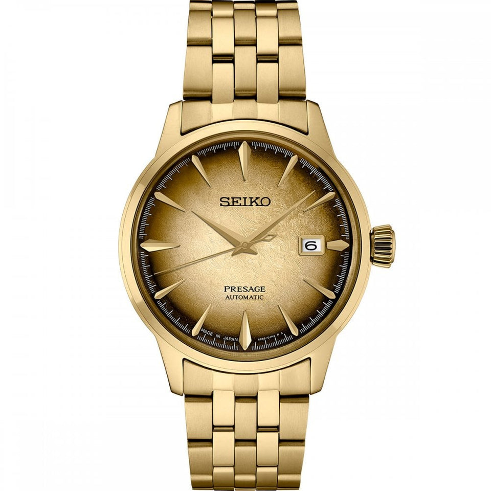 Seiko Presage Men's 'Half & Half' Cocktail Time Gold PVD Automatic Watch