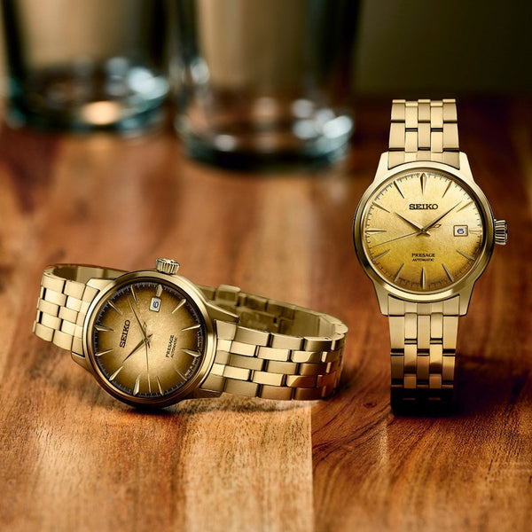 Seiko Presage Men's 'Half & Half' Cocktail Time Gold PVD Automatic Watch