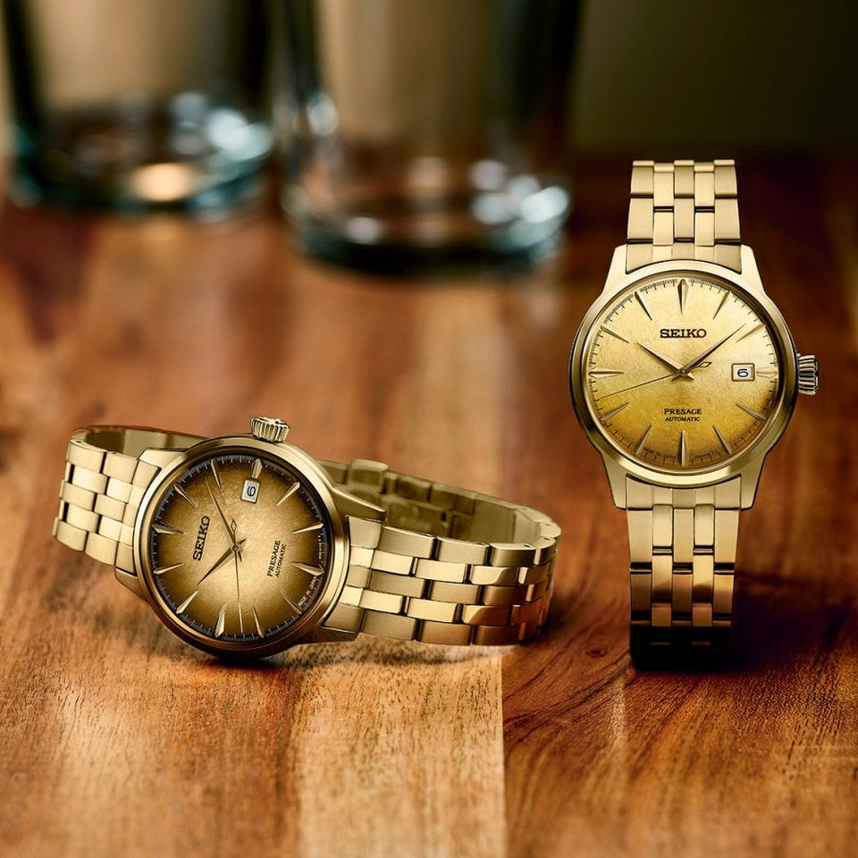 Seiko Presage Men's 'Half & Half' Cocktail Time Gold PVD Automatic Watch