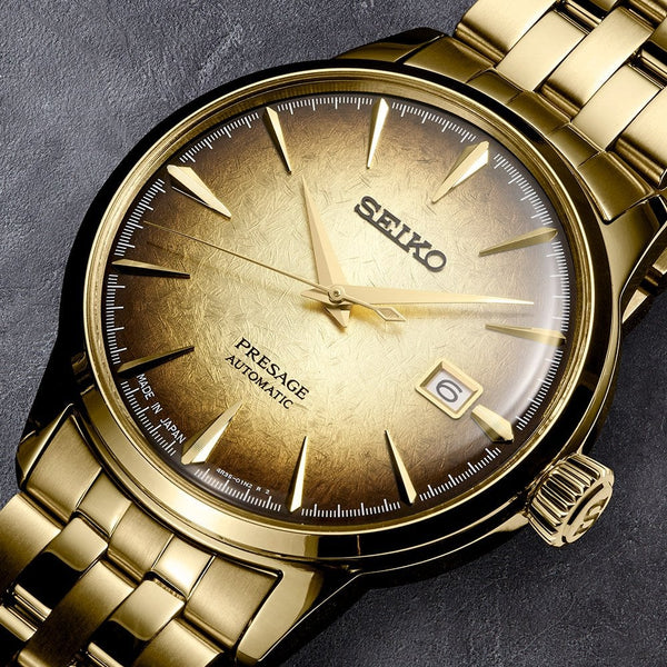 Seiko Presage Men's 'Half & Half' Cocktail Time Gold PVD Automatic Watch