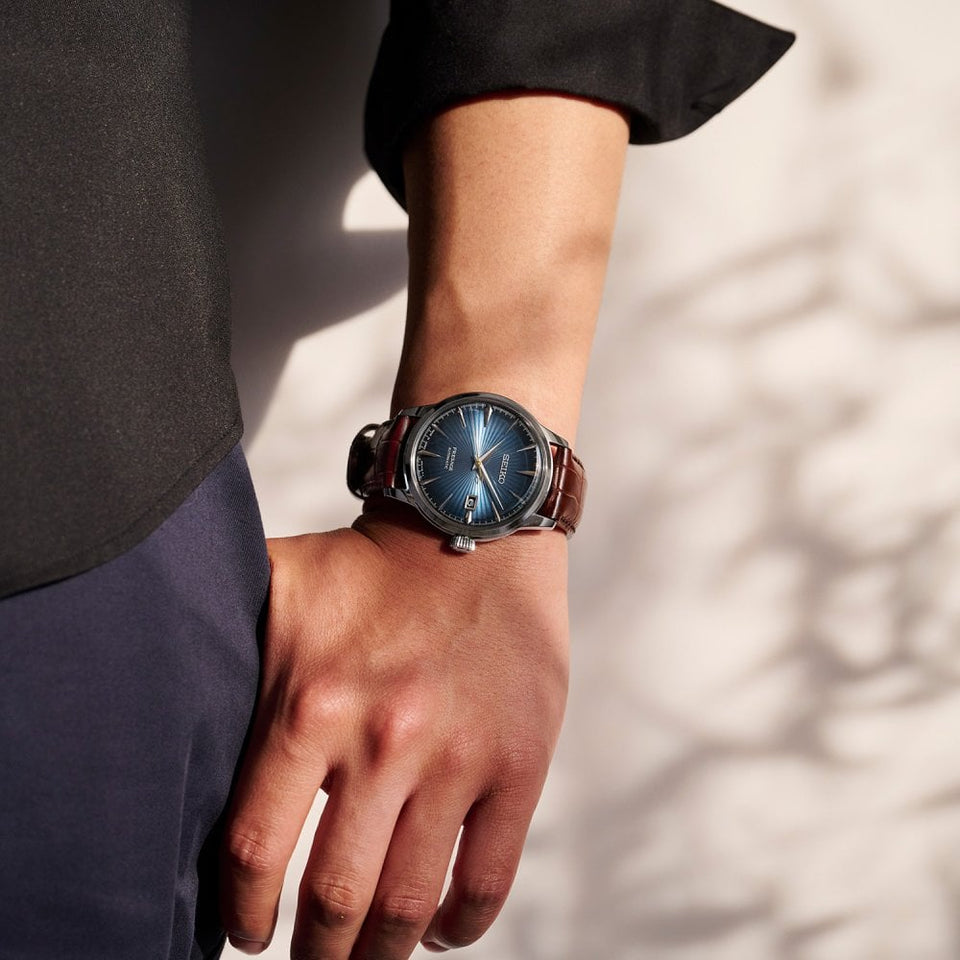 Seiko Presage Men's ‘Midnight Blue Moon’ Cocktail Time Watch