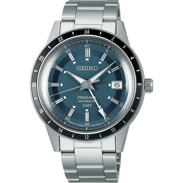 Seiko Presage Men's ‘Petrol Blue‘ Style 60s Road Trip GMT Watch