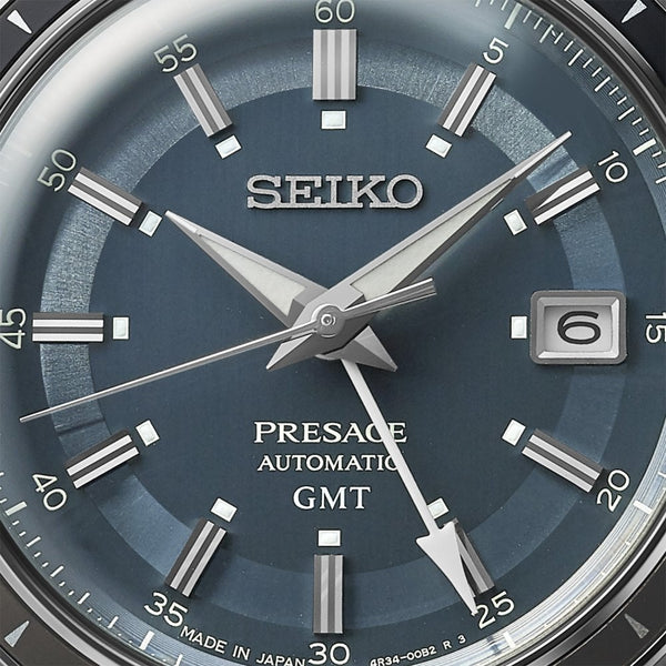 Seiko Presage Men's ‘Petrol Blue‘ Style 60s Road Trip GMT Watch