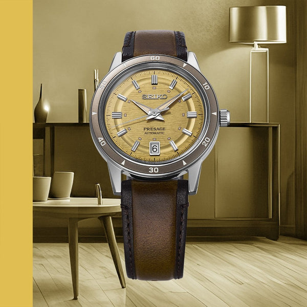 Seiko Presage Men's Style 60s Golden Yellow 39.5mm Strap Watch