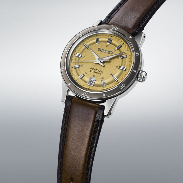 Seiko Presage Men's Style 60s Golden Yellow 39.5mm Strap Watch