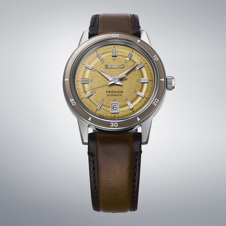 Seiko Presage Men's Style 60s Golden Yellow 39.5mm Strap Watch
