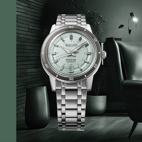 Seiko Presage Men's Style 60s Ice Green 39.5mm Automatic Watch