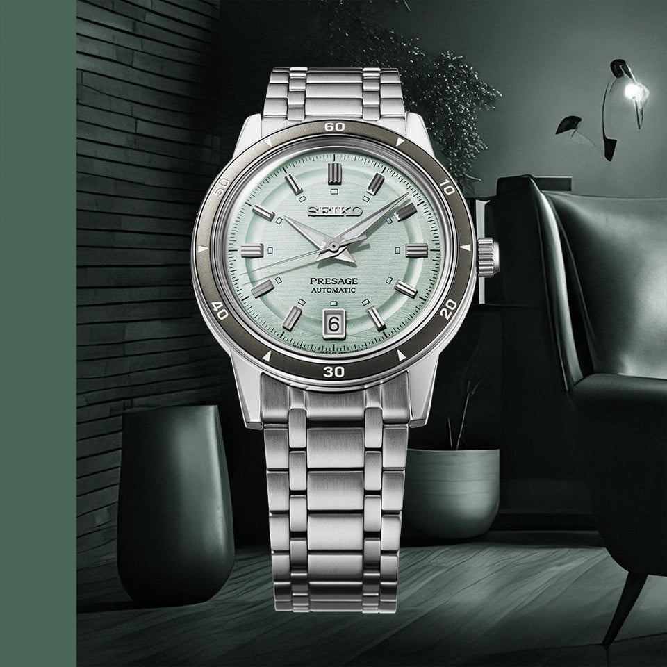 Seiko Presage Men's Style 60s Ice Green 39.5mm Automatic Watch
