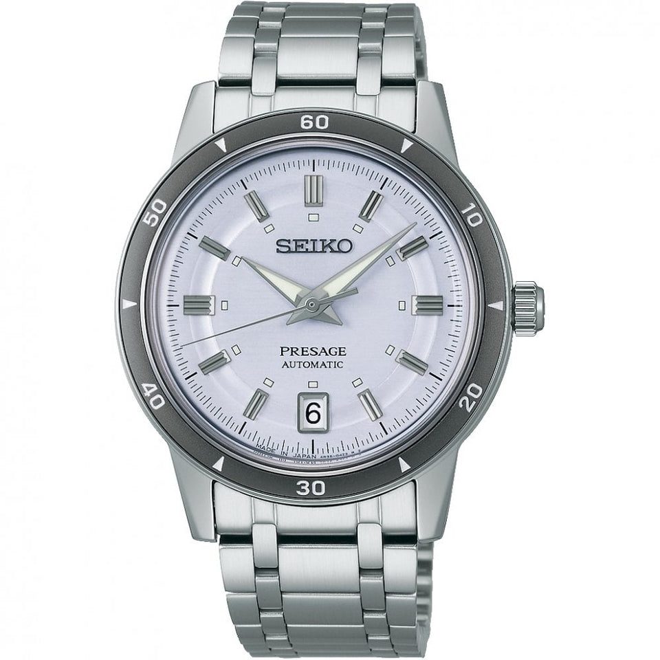 Seiko Presage Men's Style 60s Silvery Violet 39.5mm Automatic Watch