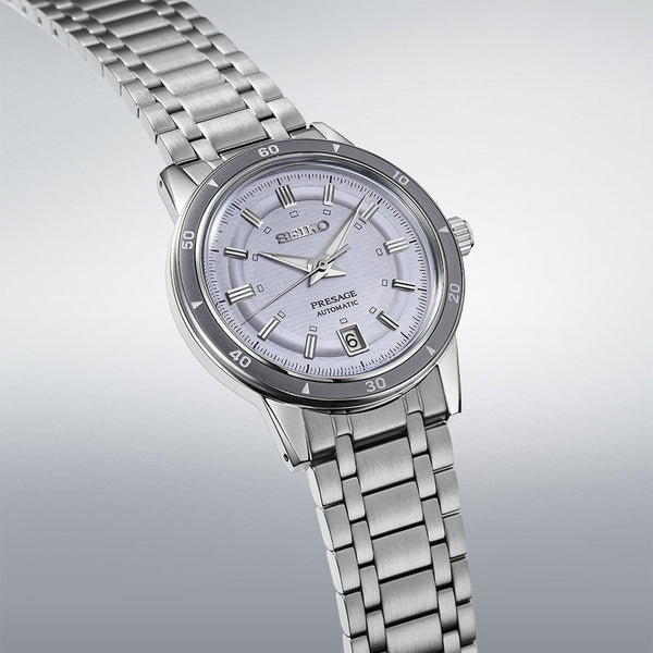 Seiko Presage Men's Style 60s Silvery Violet 39.5mm Automatic Watch