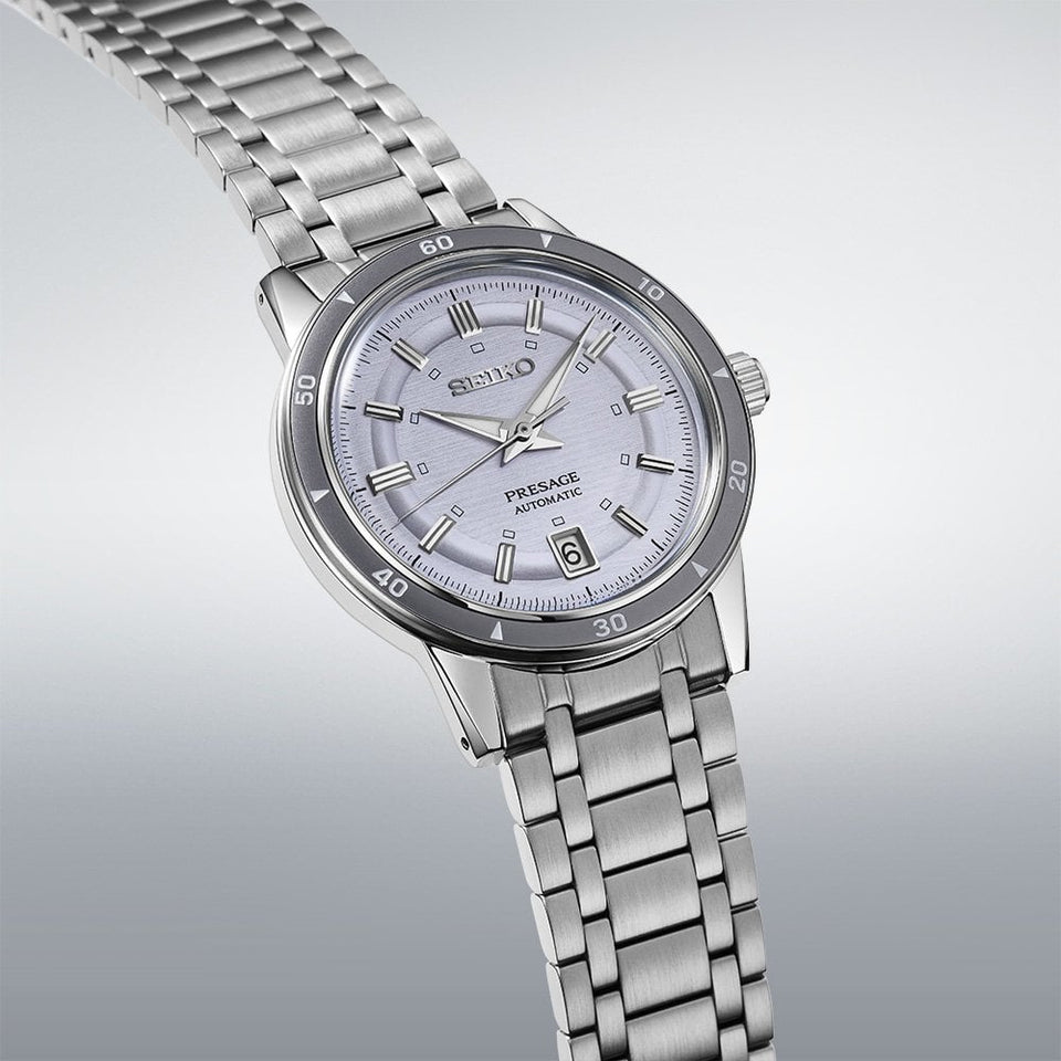 Seiko Presage Men's Style 60s Silvery Violet 39.5mm Automatic Watch