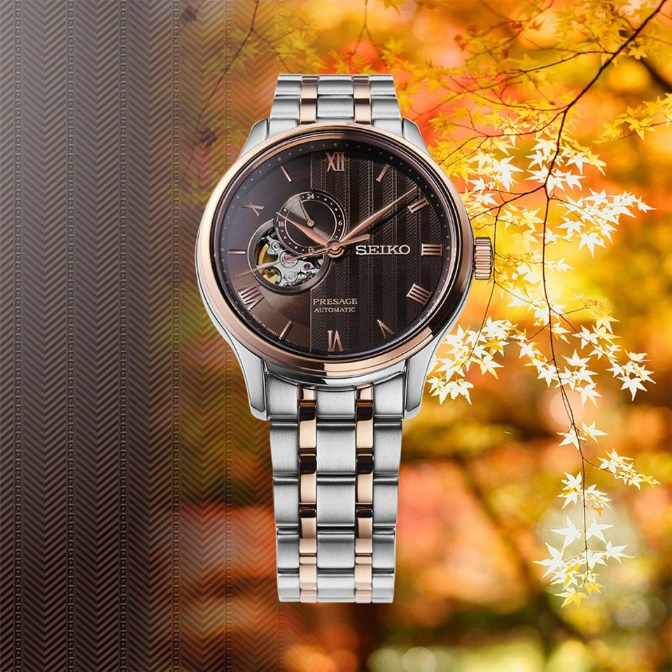 Seiko Presage Men's Zen Garden Kyoto Autumn Leaves Two Tone Watch