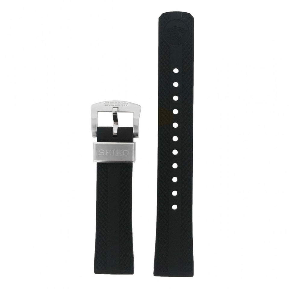 Seiko Prospex Black 20mm Silicone Strap with Clasp
