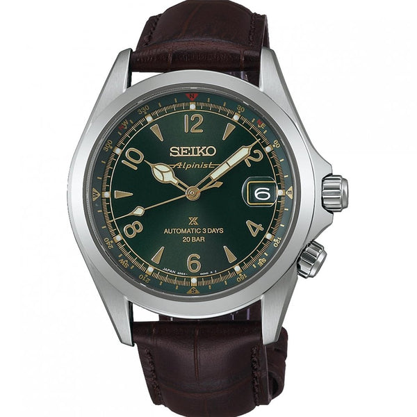 Seiko Prospex Men's Alpinist 'Classic Pine' Green Dial Leather Strap Watch