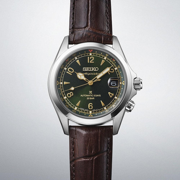 Seiko Prospex Men's Alpinist 'Classic Pine' Green Dial Leather Strap Watch
