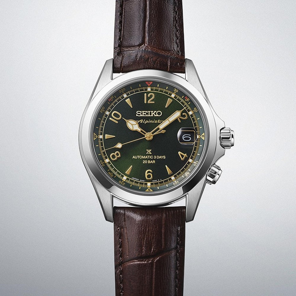Seiko Prospex Men's Alpinist 'Classic Pine' Green Dial Leather Strap Watch