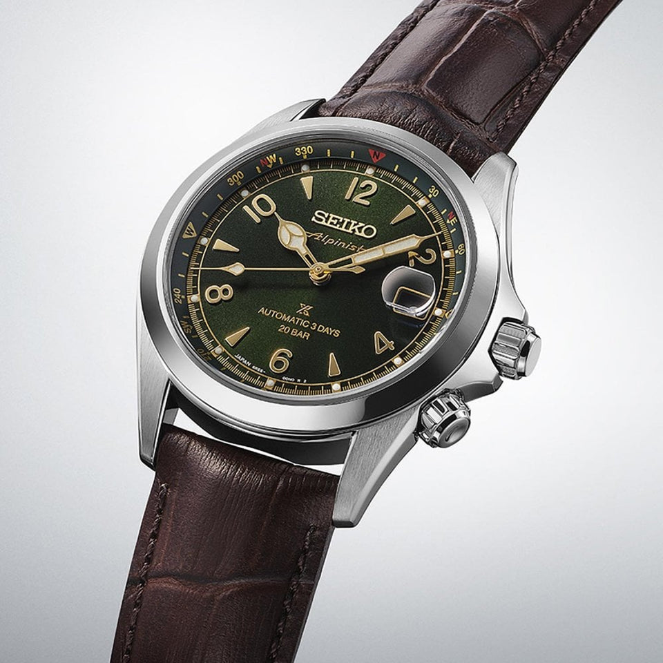 Seiko Prospex Men's Alpinist 'Classic Pine' Green Dial Leather Strap Watch