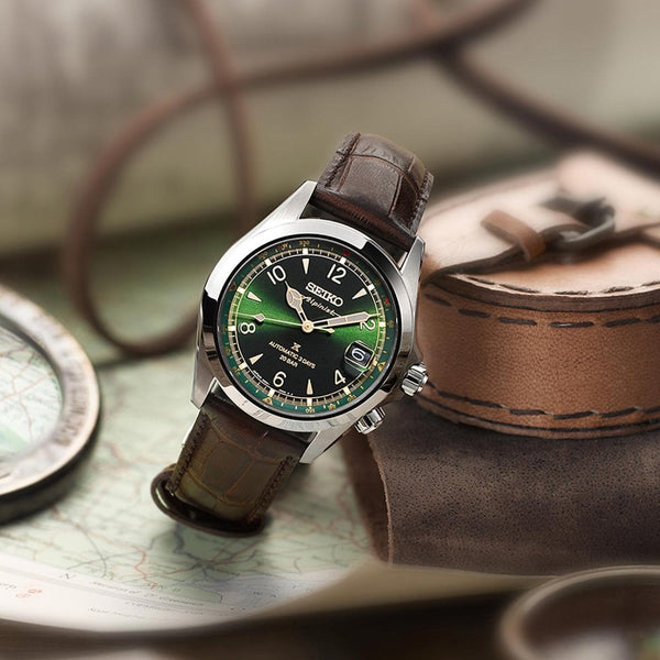 Seiko Prospex Men's Alpinist 'Classic Pine' Green Dial Leather Strap Watch