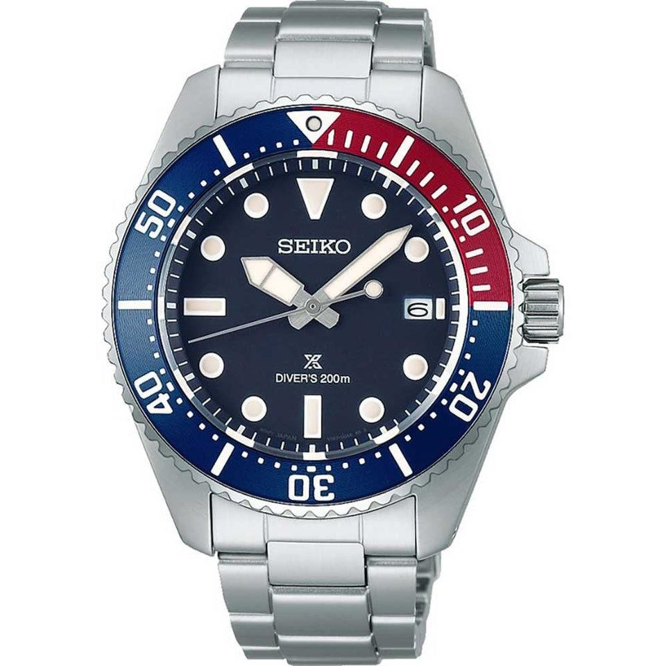 Seiko Prospex Men's Blue-Red Solar Diver's Watch