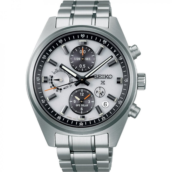 Seiko Prospex Men's GPS Solar Chronograph Speedtimer Watch in White Silver