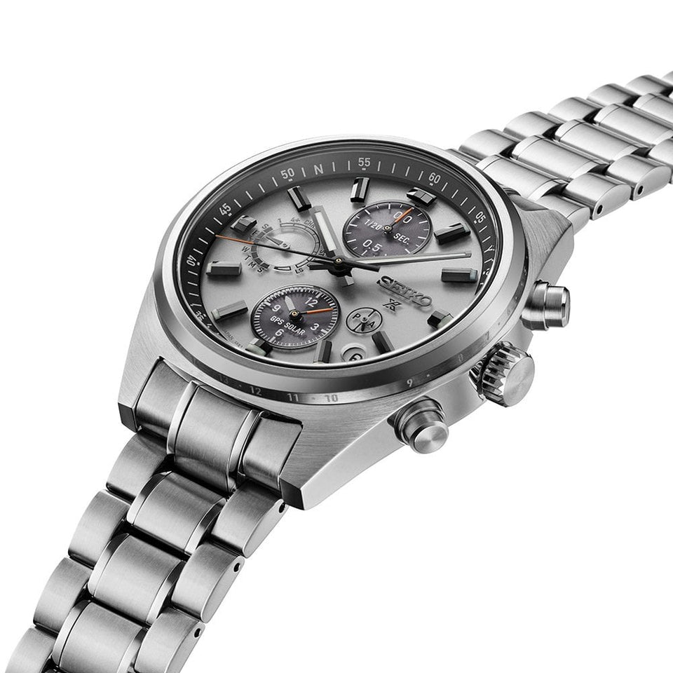 Seiko Prospex Men's GPS Solar Chronograph Speedtimer Watch in White Silver