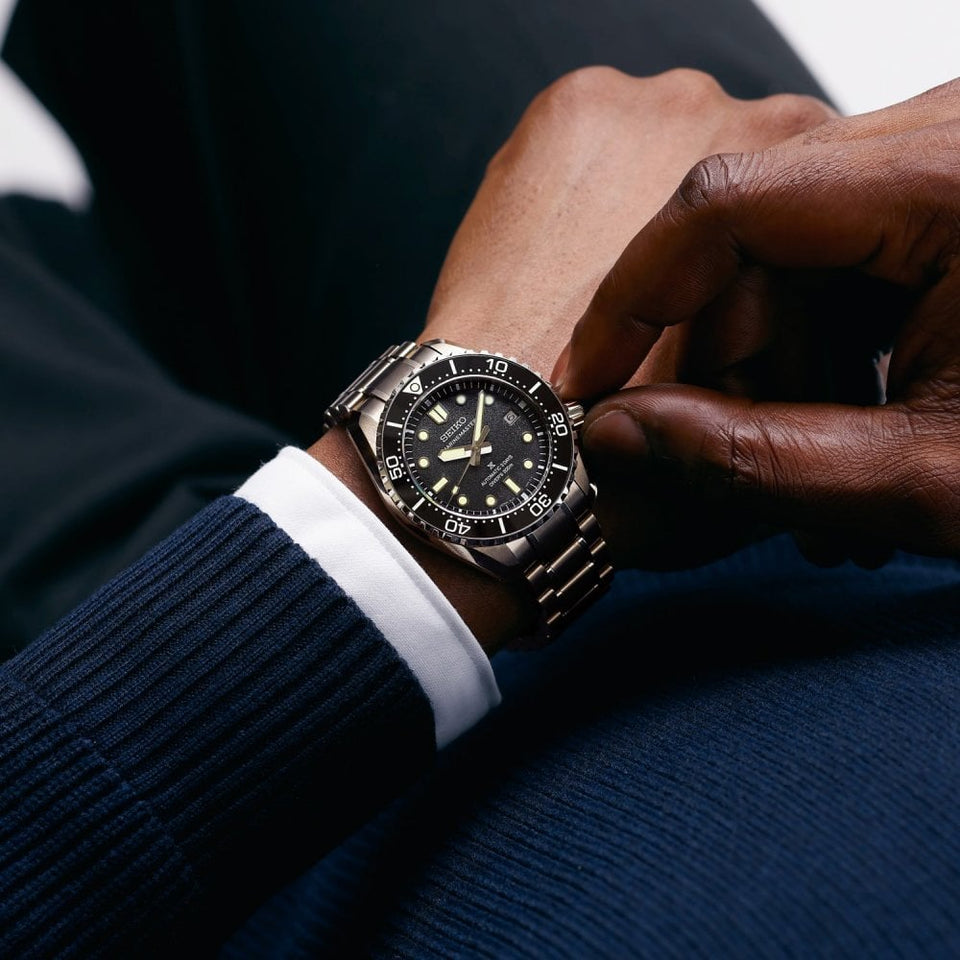 Seiko Prospex Men's 'Marinemaster' 1968 Heritage Satin Black Dial Watch