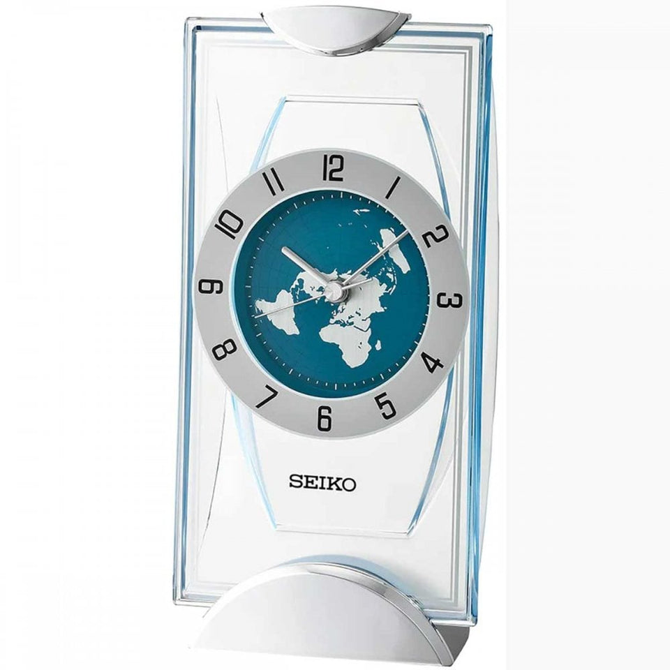 Seiko Standing Peacock Blue World Map Dial Clock