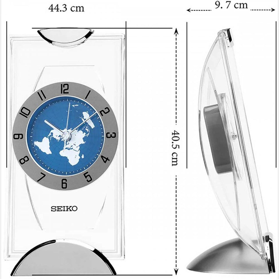 Seiko Standing Peacock Blue World Map Dial Clock