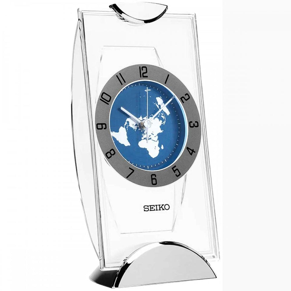 Seiko Standing Peacock Blue World Map Dial Clock