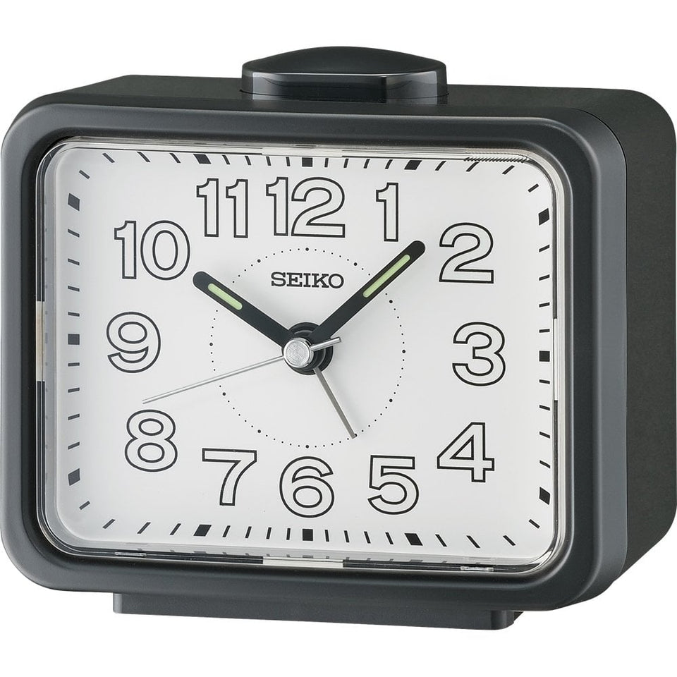 Seiko Standing Square White Dial Bedside Alarm Clock