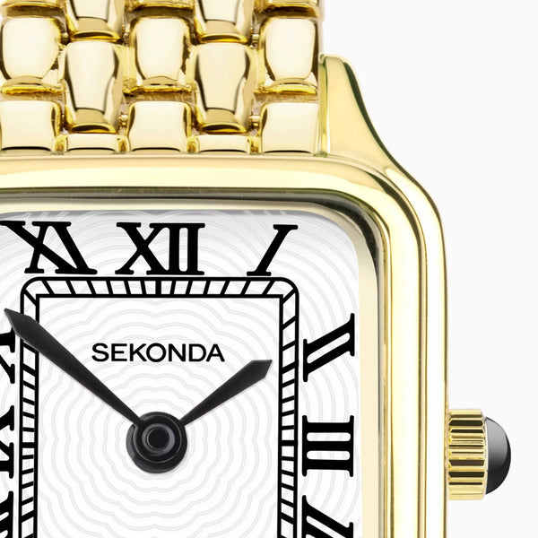 Sekonda Ladies Monica Square Dial Gold Tone 29mm Watch